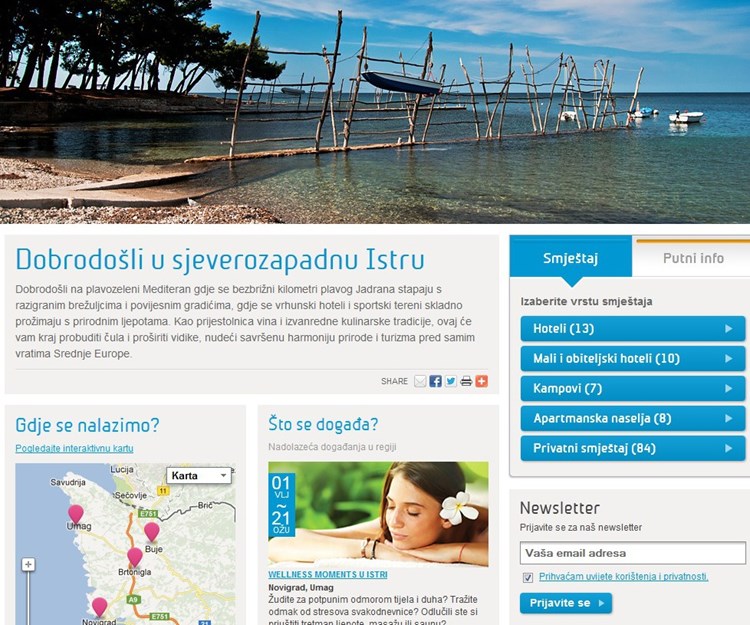 Turističke zajednice klustera uspostavile su centralni turistički web portal Coloursofistria (Screenshot)