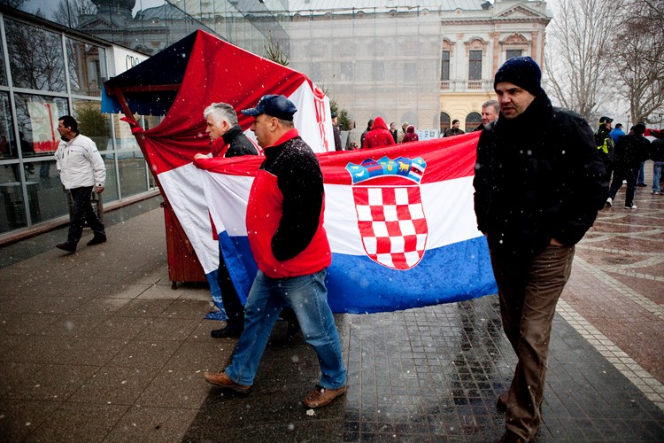 S nedavnog prosvjeda u Vukovaru (Vlado KOS/CROPIX)