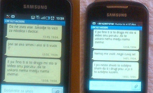 Prijeteći SMS-ovi najvišim srbijanskim državnim dužnosnicima (screenshot RTS)