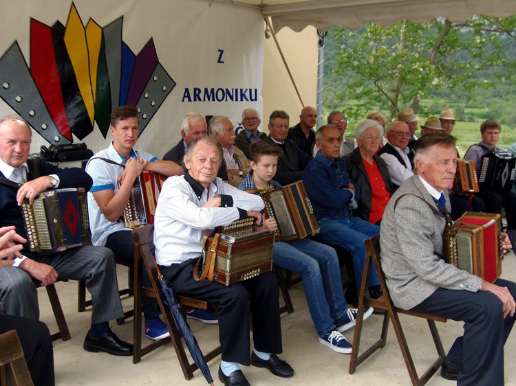 Harmonikaši u iščekivanju nastupa na ljetnoj pozornici (G. ČALIĆ ŠVERKO)
