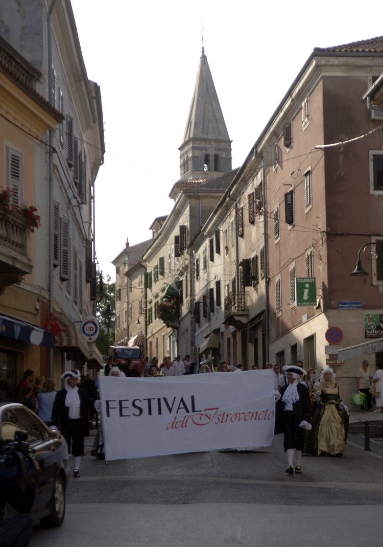 Zastavu su starogradskim ulicama pronijeli članovi karnevalske skupine bujske Zajednice Talijana