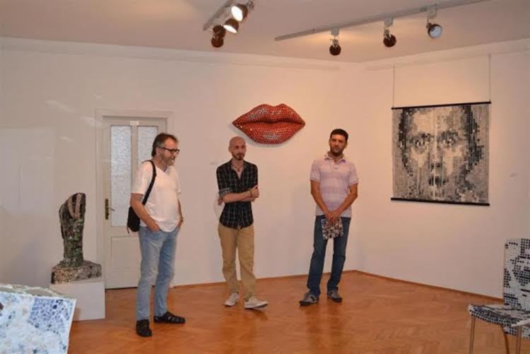 S otvaranja izložbe u Labinu: Zdravko Milić, Tomislav Čop i  Vedran Kos