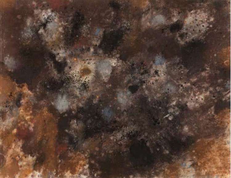 Zoran Mušič: "Dalmatinski pejzaž", 1959, ugljen, gvaš/papir, 32,3 x 31,8 cm