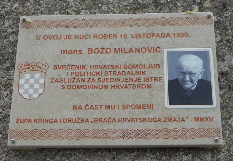 Spomen-ploča na rodnoj kući Bože Milanovića u Kringi (Davor ŠIŠOVIĆ)