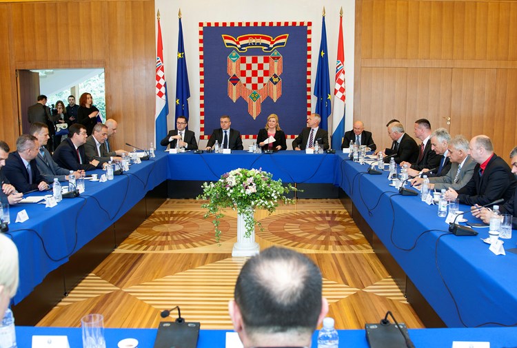 Hrvatska predsjednica jučer na Pantovčaku s hrvatskim županima (Davor PONGRAČIĆ/CROPIX)
