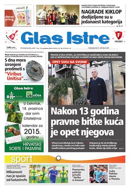 Glas Istre: ponedjeljak, 15. prosinac 2014.
