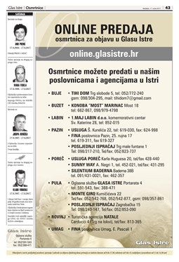 Glas Istre: nedjelja, 17. rujan 2017. - stranica 43