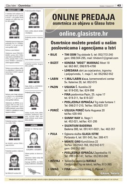 Glas Istre: nedjelja, 8. listopad 2017. - stranica 43