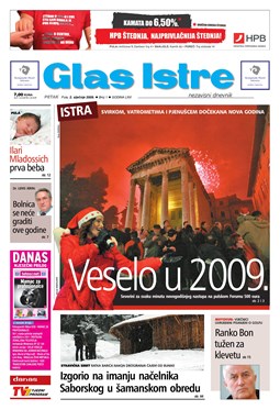 Glas Istre: petak, 2. siječanj 2009.