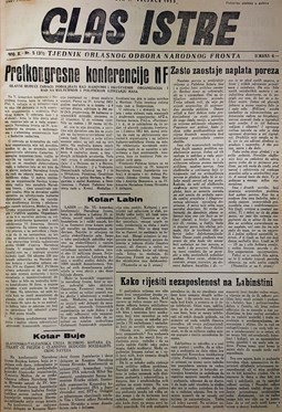 Glas Istre: subota, 14. veljača 1953.