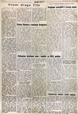 Glas Istre: subota, 28. veljača 1953.