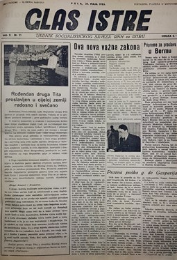 Glas Istre: subota, 30. svibanj 1953.