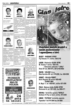 Glas Istre: petak, 25. siječanj 2008. - stranica 43