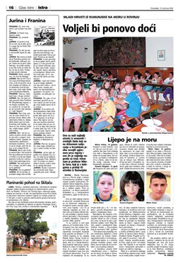 Glas Istre: ponedjeljak, 18. kolovoz 2008. - stranica 16
